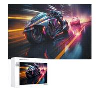 Jigsaw Puzzles for Adults 1000 PCS Future Racing Neon Speedsters Teenagers Puzzles DIY Toys Home Decoration Unique Birthday And Xmas Gifts 1000 PCS