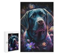 Jigsaw Puzzles for Adults 1000 PCS Glowing Labrador with Flowers Puzzle For Teenagerss But Fun And Humorous Wishlist with Santa Claus Unique Birthday And Xmas Gifts 1000 PCS