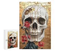 Jigsaw Puzzles for Adults 1000 PCS Golden Cracked Skull Art Print-1 Jigsaw Puzzles for Teenagers Improve Memory Train Your Brain And Hands Stress Reduction Gifts 1000 PCS