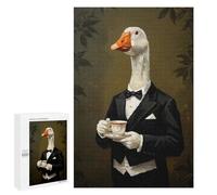 Jigsaw Puzzles for Adults 1000 PCS Goose in Tuxedo with Tea Adult Puzzles Brain Teaser Game Presents for Women Gifts for Friends And Family 1000 PCS