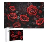 Jigsaw Puzzles for Adults 1000 PCS Gothic Red Rose Wallpaper Mural Jigsaws for Adults Fun Games Perfect Decoration Challenging To Complete 1000 PCS