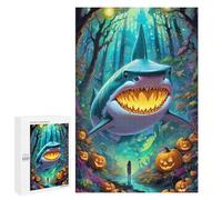 Jigsaw Puzzles for Adults 1000 PCS Halloween Shark Forest Jigsaws for Adults Family Games Stress Reliever Birthday Present, Gifts, 1000 PCS