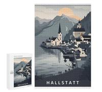 Jigsaw Puzzles for Adults 1000 PCS Hallstatt Village Illustration Adult Jigsaw Puzzle Relax Games Wall Decoration Gifts for Friends And Family 1000 PCS