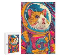 Jigsaw Puzzles for Adults 1000 PCS Hamster Astronaut Space Adult Puzzles Brain Teaser Game Presents for Women Gifts for Friends And Family 1000 PCS
