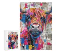 Jigsaw Puzzles for Adults 1000 PCS Highland Cow Colorful Face Jigsaws for Adults Family Games Stress Reliever Birthday Present, Gifts, 1000 PCS