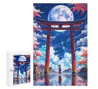 Jigsaw Puzzles for Adults 1000 PCS Japanese Moonlit Torii Landscape Adult Puzzles Brain Teaser Game Presents for Women Gifts for Friends And Family 1000 PCS