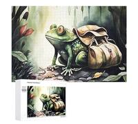 Jigsaw Puzzles for Adults 1000 PCS Journey Begins Frog with Backpack Puzzle for Adults Relax Games Difficult Hard Gifts for Friends And Family 1000 PCS