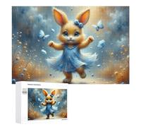 Jigsaw Puzzles for Adults 1000 PCS Magical Bunny in Blue Dress Jigsaws for Adults Fun Games Perfect Decoration Challenging To Complete 1000 PCS