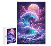 Jigsaw Puzzles for Adults 1000 PCS Magical Lighthouse Ocean Wave Puzzles for Teenagers Precision Cutting Difficult And Challenge Birthday And Unique Gifts 1000 PCS