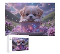 Jigsaw Puzzles for Adults 1000 PCS Magical Puppy in Teacup Jigsaws for Adults Fun Games Perfect Decoration Challenging To Complete 1000 PCS