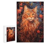 Jigsaw Puzzles for Adults 1000 PCS Maine Coon Cat Art Nouveau Puzzle for Adults Hands-on Game Wall Decoration Fun Activities at Home 1000 PCS