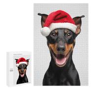 Jigsaw Puzzles for Adults 1000 PCS Manchester Terrier Dog with Santa Hat Portrait Adult Puzzles Brain Teaser Game Presents for Women Gifts for Friends And Family 1000 PCS