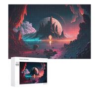 Jigsaw Puzzles for Adults 1000 PCS Mystical Alien Landscape with Glowing Moon Jigsaws for Adults Fun Games Perfect Decoration Challenging To Complete 1000 PCS