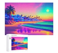 Jigsaw Puzzles for Adults 1000 PCS Neon Beach Paradise Sunset Jigsaw Relaxing Games Analysis And Logic Unique Birthday And Xmas Gifts 1000 PCS