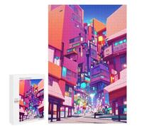 Jigsaw Puzzles for Adults 1000 PCS Neon Cityscape Vibrant Urban Landscape -3 Jigsaws for Adults Fun Games Perfect Decoration Challenging To Complete 1000 PCS