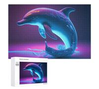 Jigsaw Puzzles for Adults 1000 PCS Neon Dolphin Splash Artwork Puzzle for Adults Relax Games Difficult Hard Gifts for Friends And Family 1000 PCS