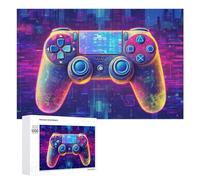 Jigsaw Puzzles for Adults 1000 PCS Neon Gaming Controller Future Tech Jigsaw Relaxing Games Analysis And Logic Unique Birthday And Xmas Gifts 1000 PCS