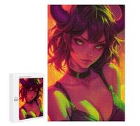 Jigsaw Puzzles for Adults 1000 PCS Neon Oni Demon Anime Girl Adult Jigsaw Puzzle Relax Games Wall Decoration Gifts for Friends And Family 1000 PCS