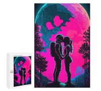 Jigsaw Puzzles for Adults 1000 PCS Neon Romance Astronauts Under The Moonlight Puzzle for Adults Relax Games Difficult Hard Gifts for Friends And Family 1000 PCS
