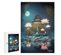 Jigsaw Puzzles for Adults 1000 PCS Night Lotus Lantern Tower Puzzle for Adults Relax Games Difficult Hard Gifts for Friends And Family 1000 PCS