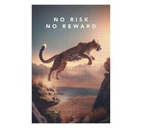 Jigsaw Puzzles for Adults 1000 PCS No Risk No Reward Cheetah Jigsaws for Adults Relaxing Games Wall Decoration Fun Activities at Home 1000 PCS