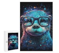 Jigsaw Puzzles for Adults 1000 PCS Otter Glasses Fantasy Art Print Puzzle For Teenagerss But Fun And Humorous Wishlist with Santa Claus Unique Birthday And Xmas Gifts 1000 PCS