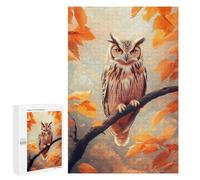 Jigsaw Puzzles for Adults 1000 PCS Owl Perched on Branch in Autumn Puzzle For Teenagerss But Fun And Humorous Wishlist with Santa Claus Unique Birthday And Xmas Gifts 1000 PCS
