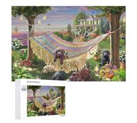 Jigsaw Puzzles for Adults 1000 PCS Peaceful Garden with Dogs And Hammock Jigsaws for Adults Fun Games Perfect Decoration Challenging To Complete 1000 PCS
