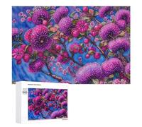 Jigsaw Puzzles for Adults 1000 PCS Purple Flowers on Blue Background Jigsaws for Adults Fun Games Perfect Decoration Challenging To Complete 1000 PCS