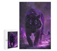 Jigsaw Puzzles for Adults 1000 PCS Purple Glowing Tiger Art Print Puzzles for Teenagers Precision Cutting Difficult And Challenge Birthday And Unique Gifts 1000 PCS