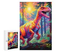 Jigsaw Puzzles for Adults 1000 PCS Rainbow Dinosaur in Fantasy Forest Jigsaws for Adults Fun Games Perfect Decoration Challenging To Complete 1000 PCS