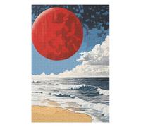 Jigsaw Puzzles for Adults 1000 PCS Red Moon Over Ocean Jigsaw Puzzle Anti-Stress Toys For Family Fun Help The Brain Exercise 1000 PCS
