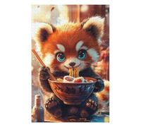 Jigsaw Puzzles for Adults 1000 PCS Red Panda Eating Ramen Jigsaw Puzzle Toy Wall Decor Analysis And Logic Challenging To Complete 1000 PCS