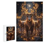 Jigsaw Puzzles for Adults 1000 PCS Reindeer Christmas Lights Adult Puzzles Brain Teaser Game Presents for Women Gifts for Friends And Family 1000 PCS