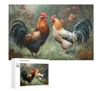 Jigsaw Puzzles for Adults 1000 PCS Roosters in A Lush Garden Jigsaws for Adults Fun Games Perfect Decoration Challenging To Complete 1000 PCS
