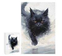 Jigsaw Puzzles for Adults 1000 PCS Running Black Cat Adult Jigsaw Puzzle Relax Games Wall Decoration Gifts for Friends And Family 1000 PCS