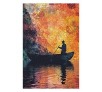 Jigsaw Puzzles for Adults 1000 PCS Silhouette Rowing at Sunset Jigsaw Puzzle Toy Wall Decor Analysis And Logic Challenging To Complete 1000 PCS