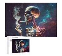 Jigsaw Puzzles for Adults 1000 PCS Skeleton Smoking in Space Puzzle for Adults Relax Games Difficult Hard Gifts for Friends And Family 1000 PCS