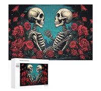 Jigsaw Puzzles for Adults 1000 PCS Skulls in Roses A Gothic Romance Jigsaw Relaxing Games Analysis And Logic Unique Birthday And Xmas Gifts 1000 PCS