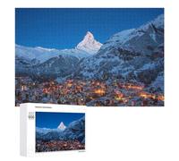 Jigsaw Puzzles for Adults 1000 PCS Snow-Covered Village with Majestic Mountain in Background Puzzle for Adults Relax Games Difficult Hard Gifts for Friends And Family 1000 PCS
