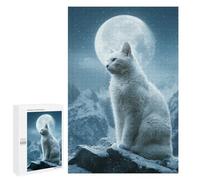 Jigsaw Puzzles for Adults 1000 PCS Snowy Mountain Cat Moonlight Puzzles for Teenagers Precision Cutting Difficult And Challenge Birthday And Unique Gifts 1000 PCS