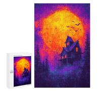 Jigsaw Puzzles for Adults 1000 PCS Spooky Haunted House Scene-1 Jigsaw Puzzles for Teenagers Improve Memory Train Your Brain And Hands Stress Reduction Gifts 1000 PCS