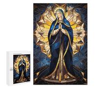 Jigsaw Puzzles for Adults 1000 PCS Stained Glass Virgin Mary Adult Puzzles Brain Teaser Game Presents for Women Gifts for Friends And Family 1000 PCS