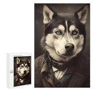 Jigsaw Puzzles for Adults 1000 PCS Stylish Husky in Formal Attire Adult Puzzles Brain Teaser Game Presents for Women Gifts for Friends And Family 1000 PCS