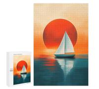 Jigsaw Puzzles for Adults 1000 PCS Sunset Sailboat Reflection Art Print Jigsaw Puzzles for Teenagers Improve Memory Train Your Brain And Hands Stress Reduction Gifts 1000 PCS