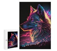 Jigsaw Puzzles for Adults 1000 PCS Synthwave Wolf Jigsaws for Adults Relax Games Presents for Women Gifts for Friends And Family 1000 PCS