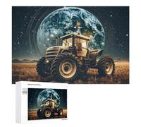 Jigsaw Puzzles for Adults 1000 PCS Tractor on Mars with Earth in Background Jigsaws for Adults Fun Games Perfect Decoration Challenging To Complete 1000 PCS