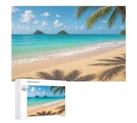 Jigsaw Puzzles for Adults 1000 PCS Tropical Beach with Palm Tree Shadows Teenagers Puzzles DIY Toys Home Decoration Unique Birthday And Xmas Gifts 1000 PCS