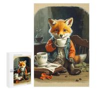 Jigsaw Puzzles for Adults 1000 PCS Vintage Fox Cub Coffe Adult Jigsaw Puzzle Relax Games Wall Decoration Gifts for Friends And Family 1000 PCS