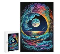 Jigsaw Puzzles for Adults 1000 PCS Whimsical Ocean Wave Moon Scene Jigsaw Relaxing Games Analysis And Logic Unique Birthday And Xmas Gifts 1000 PCS